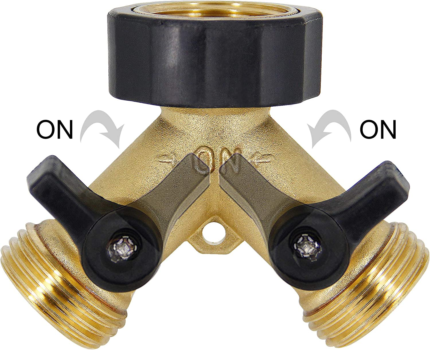 2 Way Brass Hose Splitter, 3/4" Brass Hose Connectors, Y Connector Garden Hose Adapter Connector, 1 Pack image number 4