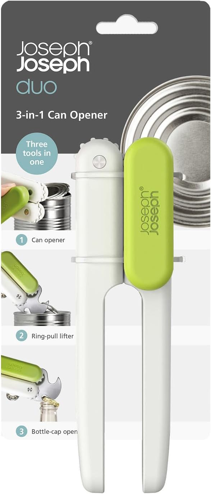 Joseph Joseph Duo 3-In-1 Can Opener, White/Green