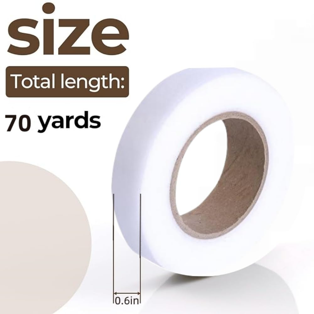 2 Rolls Iron on Hem Tape, Fabric Fusing Hemming Tape - Light Weight Adhesive Web, No Sewing Required,0.6 Inch X 70 Yards,Ironing Adhesive Curtains，Perfect for Bonding and Crafting Projects image number 6