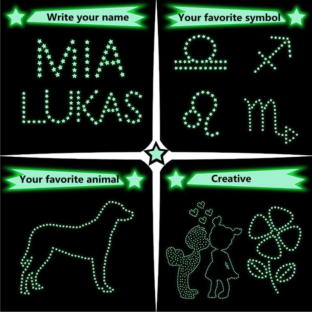 Aooyaoo Glow in the Dark Stars Wall Stickers, 3D Glowing Stars for Ceiling and Wall Decals, Perfect for Kids Bedding Room or Party Birthday Gift (606Pcs, Green) image number 3
