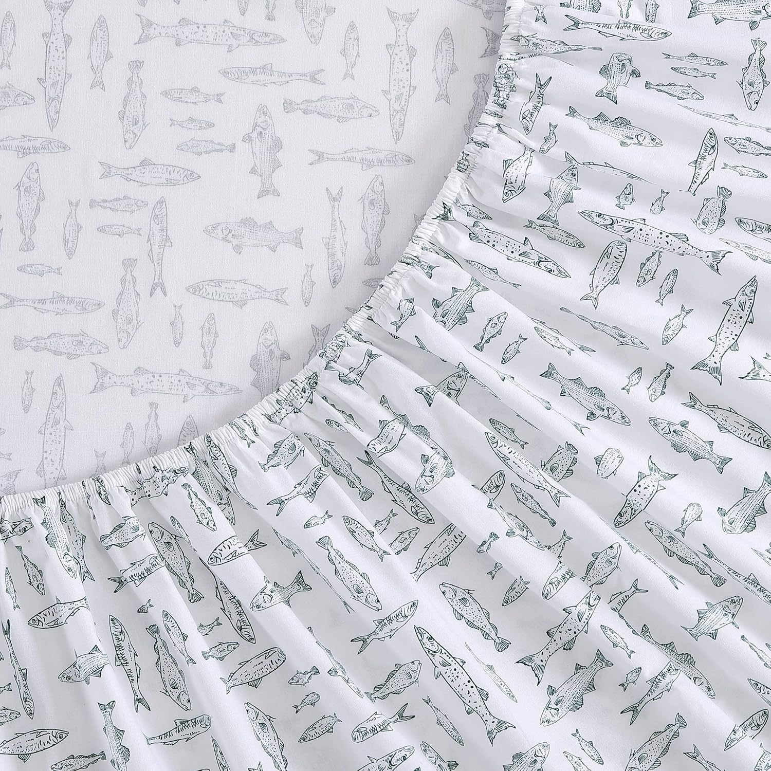 Eddie Bauer - Full Sheets, Cotton Percale Bedding Set, Crisp & Cool Home Decor (Albright Hill Green, 4 Pcs, Full) image number 2