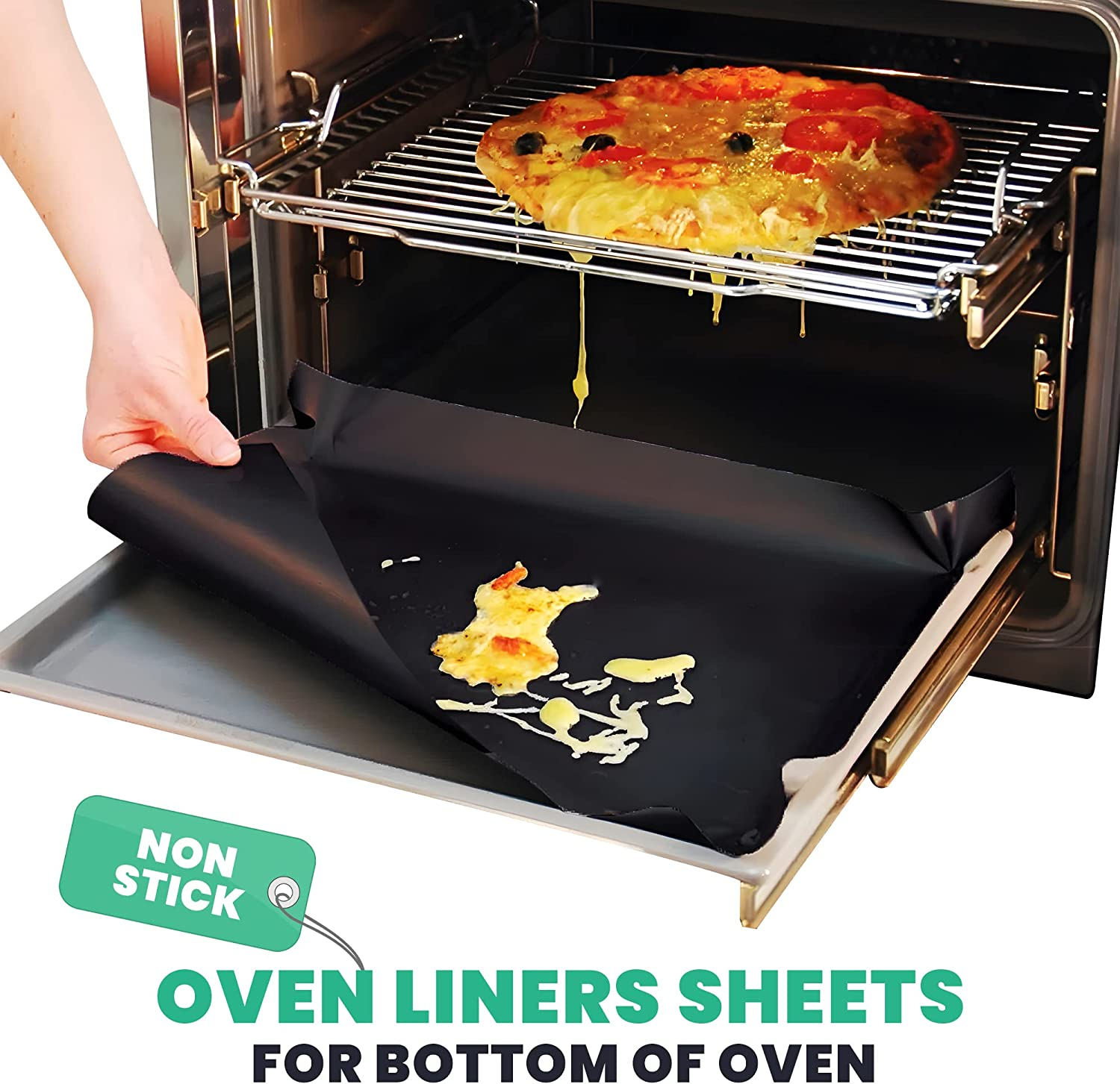 Lukata Large Heavy Duty Oven Liner (3 Pack) - Teflon Oven Liners for Bottom of Oven for Gas, Electric and Fan Assisted Ovens - Reusable Non-Stick Oven Mats for Bottom of Oven - BPA Free