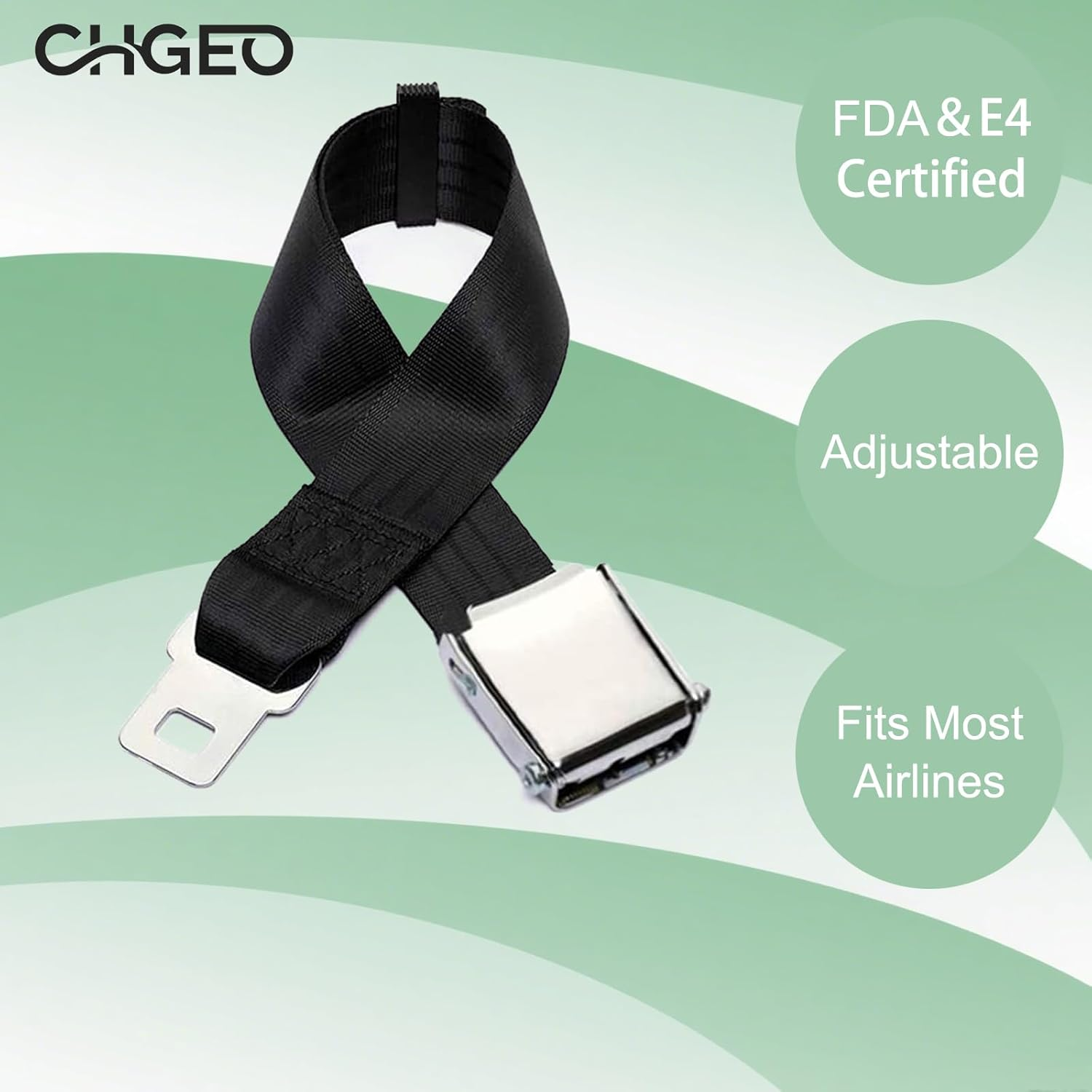 CHGEO Universal Airplane Seat Belt Extender | Adjustable 7-32" for plus Size & Pregnancy | Fits Delta, United, 200+ Airlines (Excl. Southwest MAX9) W/Carrying Case image number 6