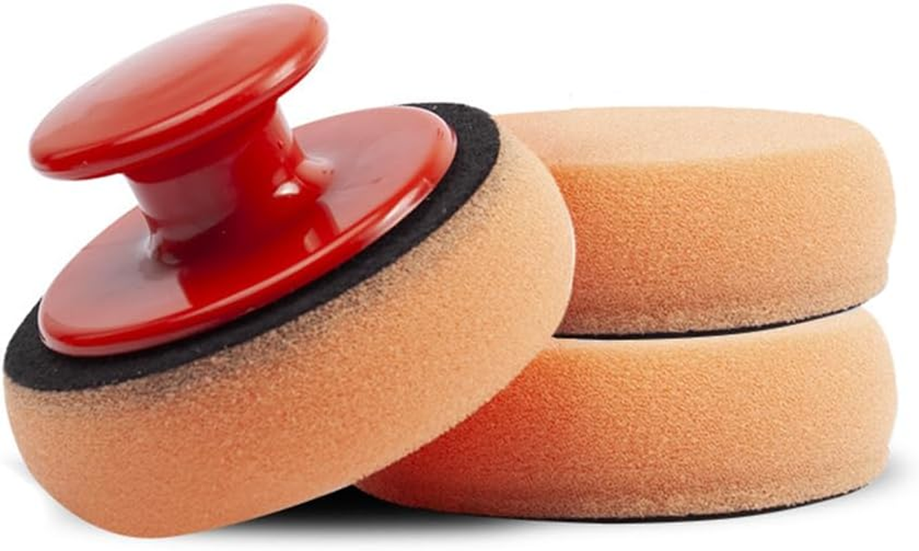3Pcs Polishing Tool Buffing Sponge Pads Waxing Pad with Handle Microfiber Wax Applicator Foam Applicator Pad Wax Applicator Pads for Cars Car Sponge Pads Manual Backplane image number 5