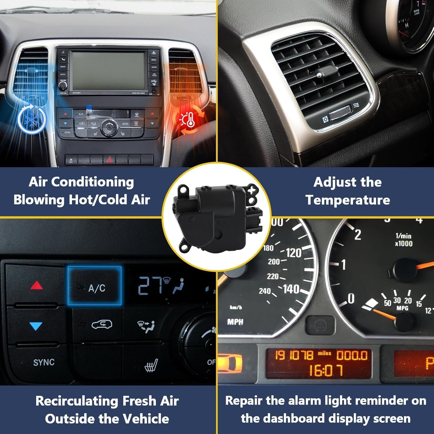 HIMARKLIF HVAC Heater Blend Door Actuator with Gear Compatible with Jeep Grand Cherokee &Dodge Durango 2011-2013 Replaces# 68079488AA 68079488AB 604-045 image number 1