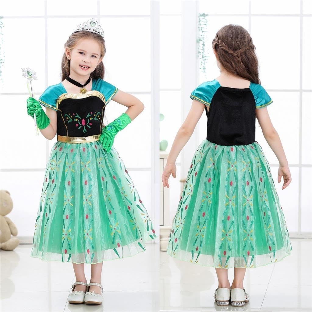 Dressy Daisy Ice Princess Coronation Green Costume Tulle Dress with Accessories for Baby Toddler Kids Girls Halloween Birthday Party Fancy Outfit image number 3