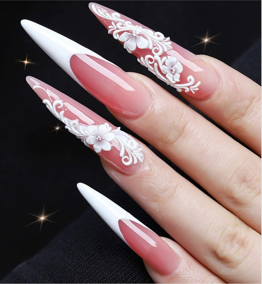 YIMART 600Pcs Acrylic Medium Long Stiletto Nail Tips Easy Coffin Nails Sharp False Nail Art Tips for Nails Salon (Natural) image number 2