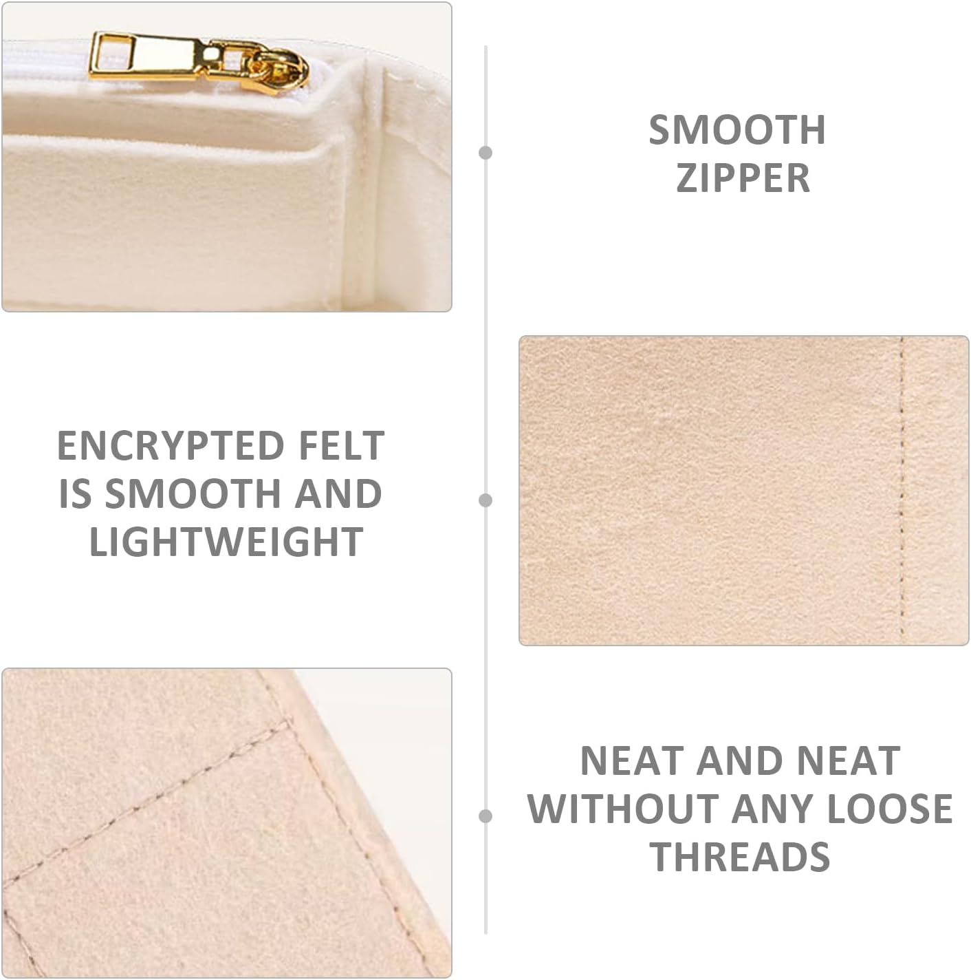 1 Felt Storage Bag, 1 Leather Card Holder, Pocket Organiser, Storage Organiser, Multifunctional Organiser, Handbag Backpack Storage Insert, Beige, Einheitsgr&ouml;&szlig;e, Modern image number 4