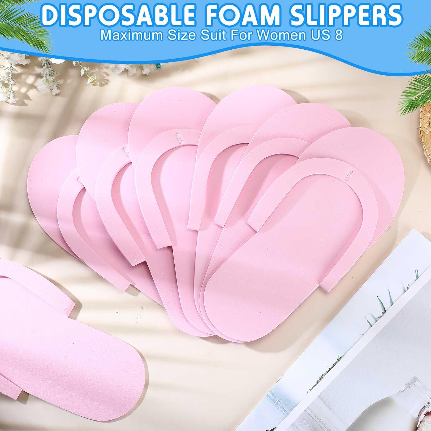 Jenpen 60 Pairs Disposable Slippers Foam Pedicure Flip Flops Disposable Flip Flops Foldable Pedicure Slippers for Salon Spa Hotel - Green image number 5