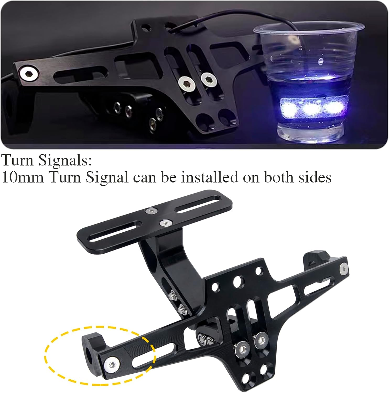 Motorcycle License Plate Bracket, Universal Fender Eliminator Kit Tail Tidy Compatible with Suzuki Yamaha Kawasaki Ducati Honda BMW (Black) image number 2
