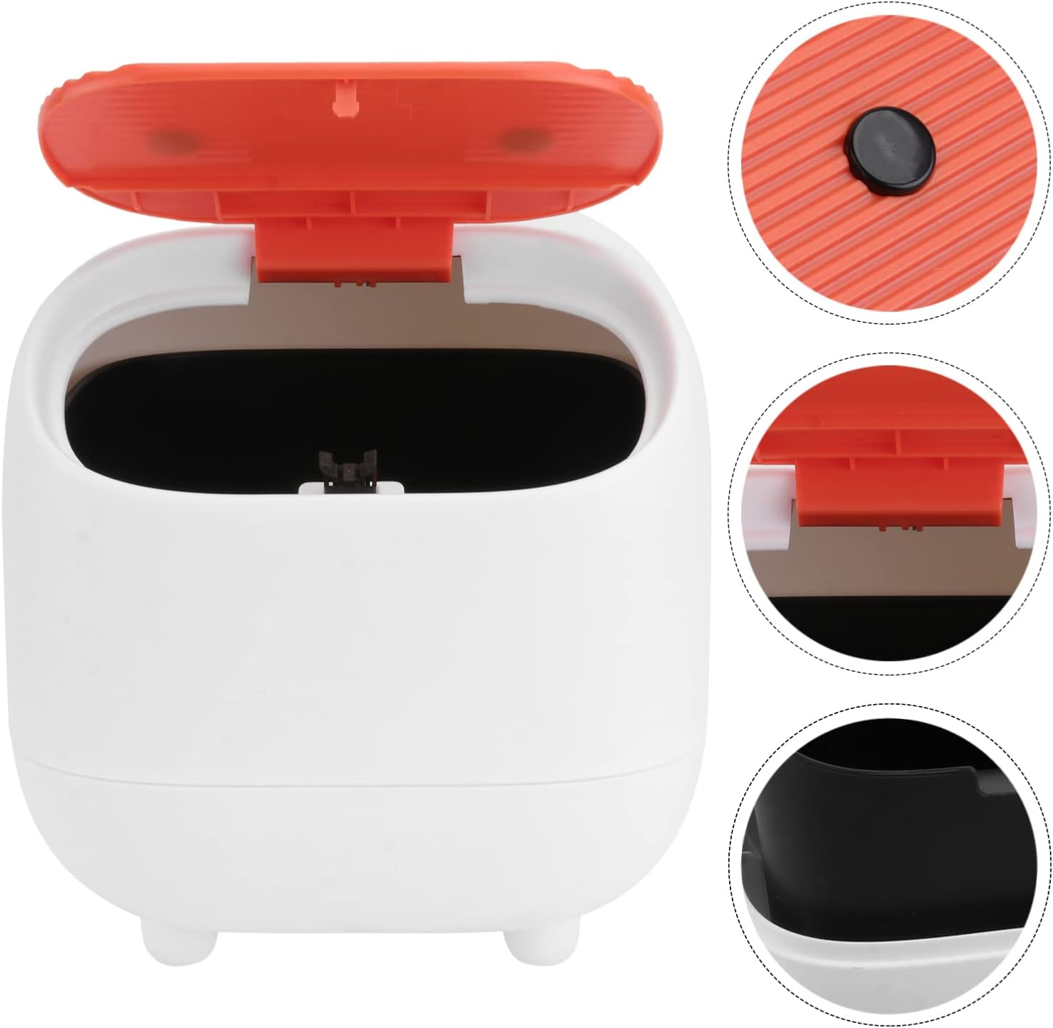 DOITOOL 1Pc Desktop Trash Can Paper Bin Children Room Trash Can Countertop Trash Can Plastic Rubbish Bin Desk Bin Tiny Mini Dresser Desktop Garbage Can Car Jewelry Plastic Pp Office White image number 6