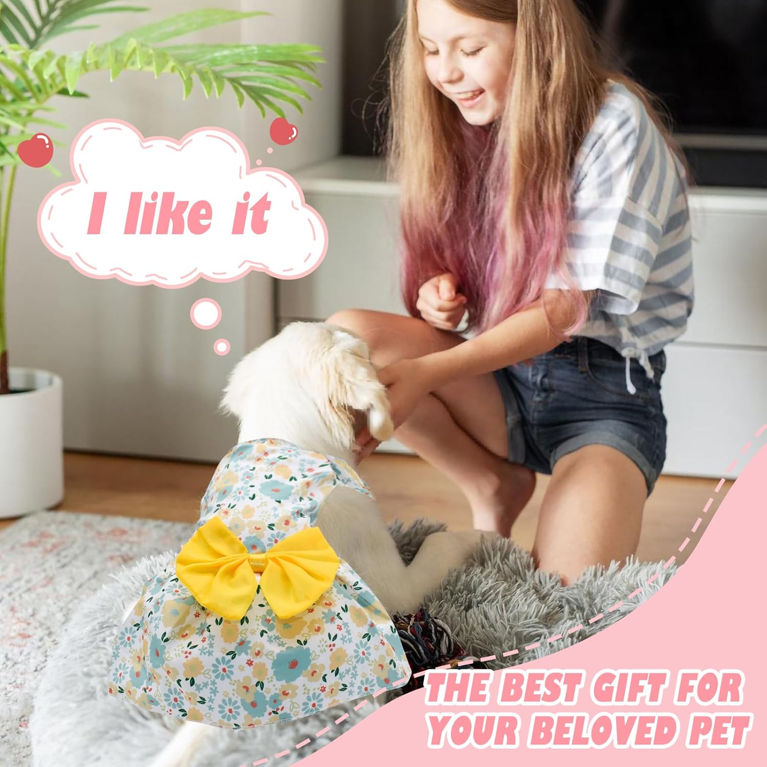 KATOLK 6 Pieces Dog Dresses for Small Dogs Girls, Cute Princess Puppy Kitten Dog Dresses with Flowers and Bowknot for Pet Cats, Small Dogs' Outfits Female Pet Skirts Clothes for Chihuahua Yorkies