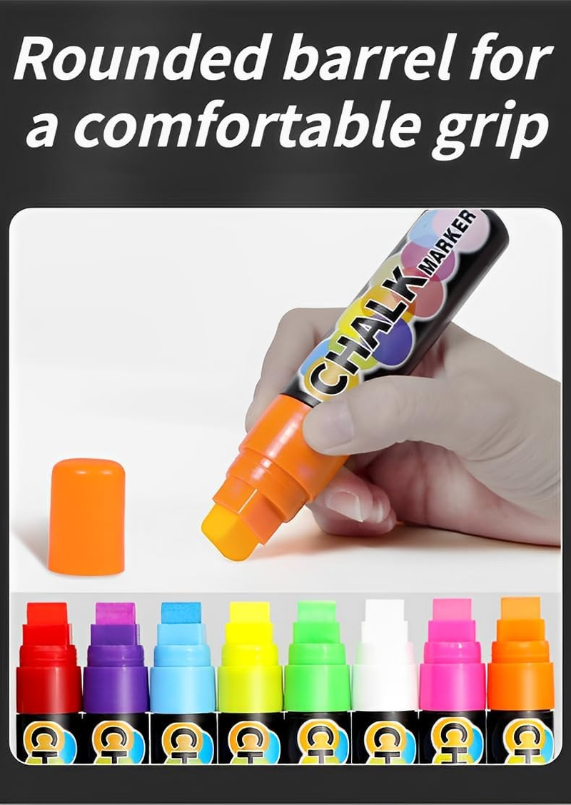Color Liquid Chalk Markers 8Pcs, 15Mm,Water-Based Ink, Easy to Wipe, No Dust, Suitable for Glass, Ceramics, Mirrors and Other Smooth Surfaces, Great Choice for Whiteboards, Windows and DIY Crafts image number 6