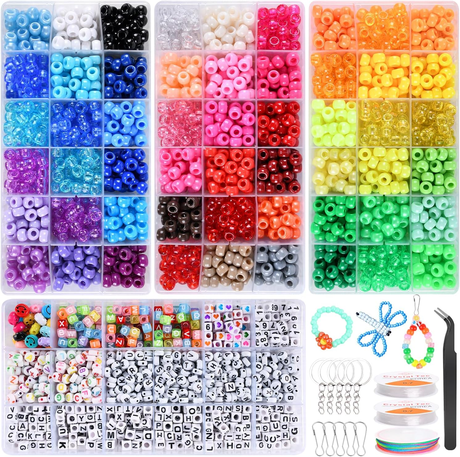 ANSHINE 1740 Pcs Jewelry Making Kit - Pony, Alphabet Letter, Polymer, Smile Heart Number Star Beads for Bracelet Making - Girls and Adults