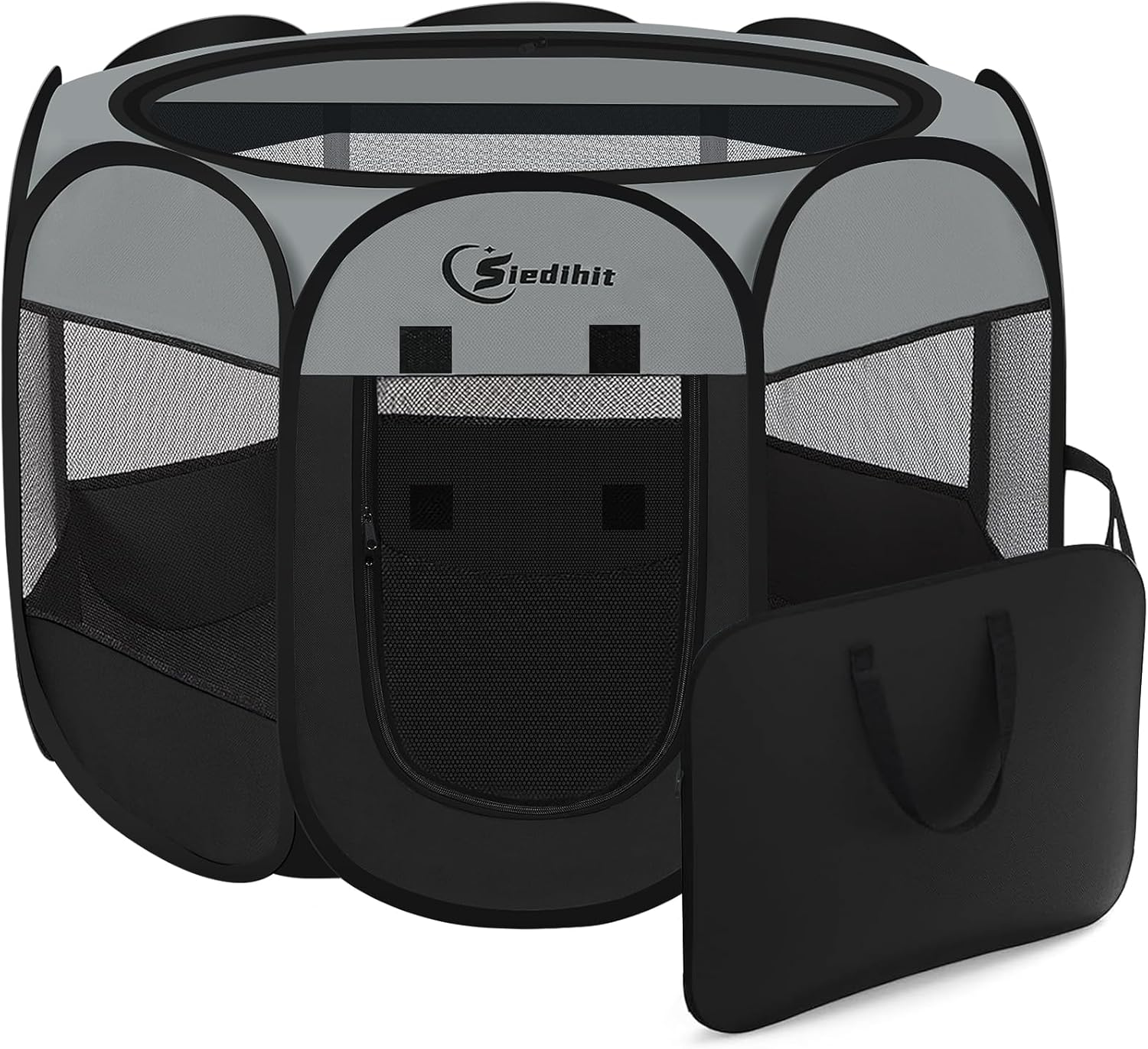 Dog Playpen with Washable Pee Pad, Puppy Pet Cat Playpen Small Dogs Tent Crate Indoor/Outdoor, Portable Pop up Kennel with Carrying Case for Cats/Rabbits(Grey (29" X 29" X 17") with Pad)