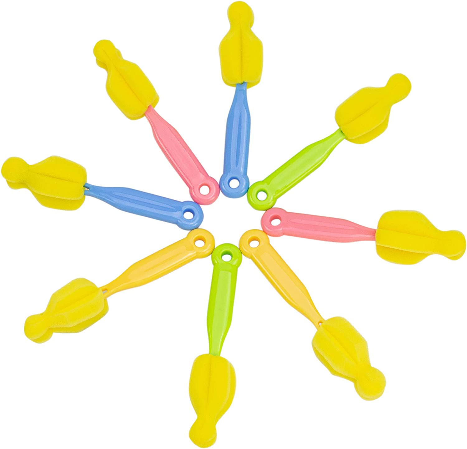 AUEAR, Milk Bottle Nipple Brushes Pacifier Sponge Cleaning Small Brush Cleaner Set for Bottles and Accessories (10 Pcs)