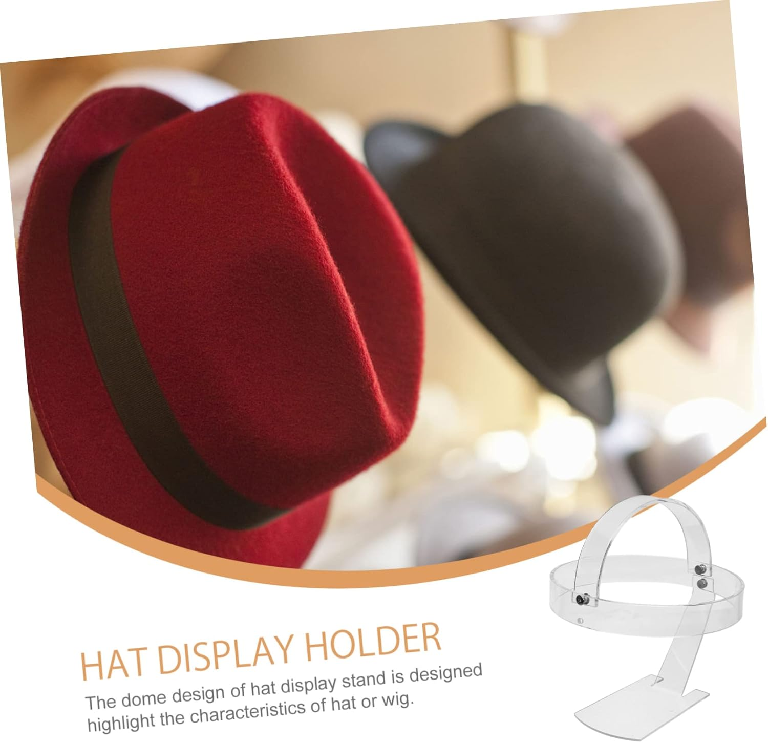 NOLITOY Acrylic Hat Stand and Wig Display Rack Holder Single Support Hat Holder for Baseball Caps and Wigs Suitable for Home and Shop Display image number 4