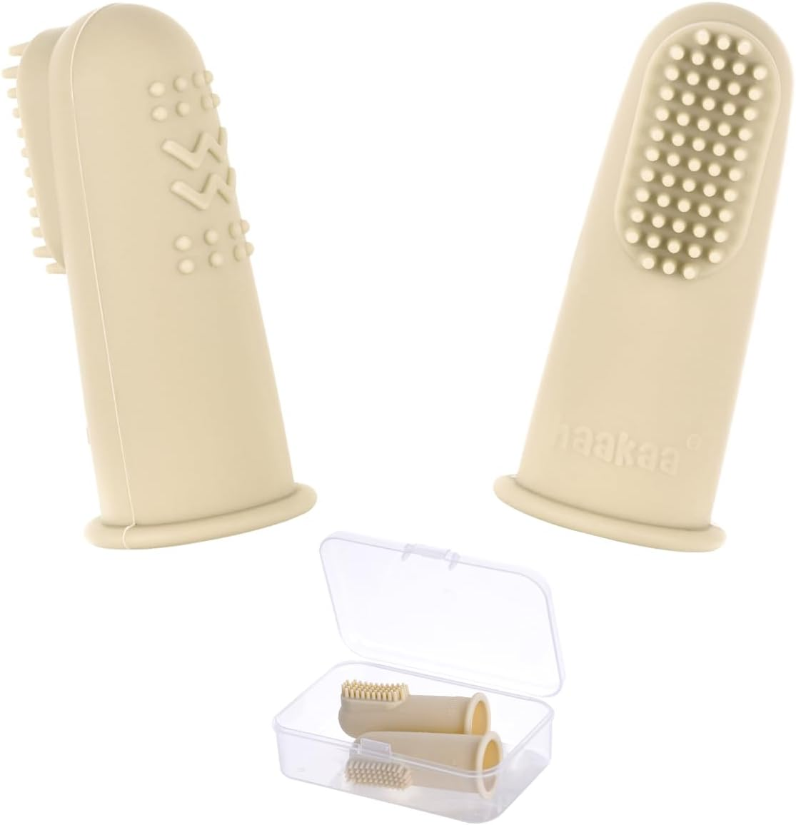 Haakaa Silicone Baby Finger Toothbrush, Oral Care for Infants|Babies|Toddlers|Kids, Soft Food Grade Silicone, 0 Months+, 2 Pack(Clear）