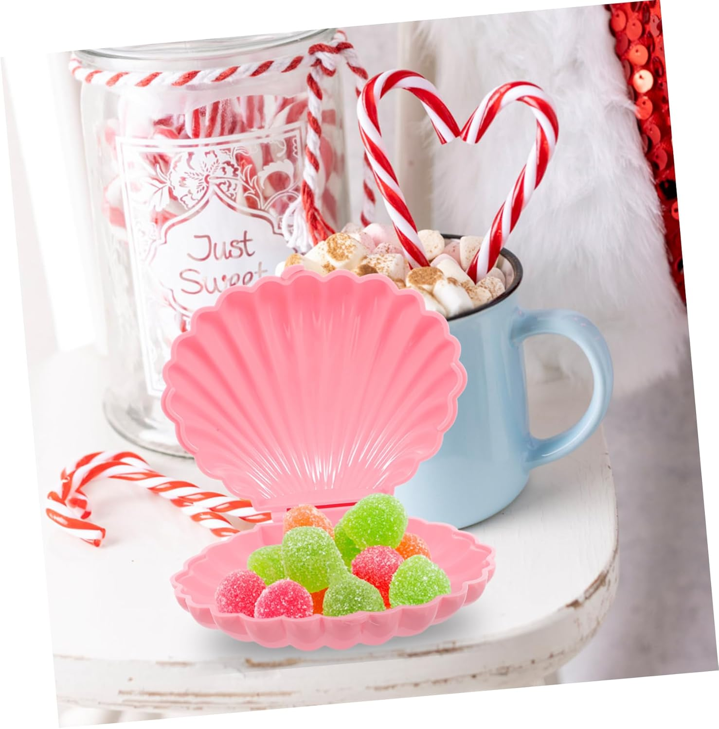 TOPPERFUN Candy Snack Box Sea Shell Boxes Plastic Seashells for Jewelry Storage Party Favors for Wedding Birthday Shower - Pink image number 5