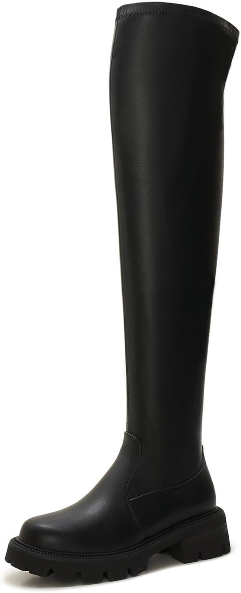 ZXHYZLZ Women'S Over-The-Knee Platform Boots High Stretch Thigh High Faux Leather Boots with Side Zipper Chunky Sole Fall Winter Shoes