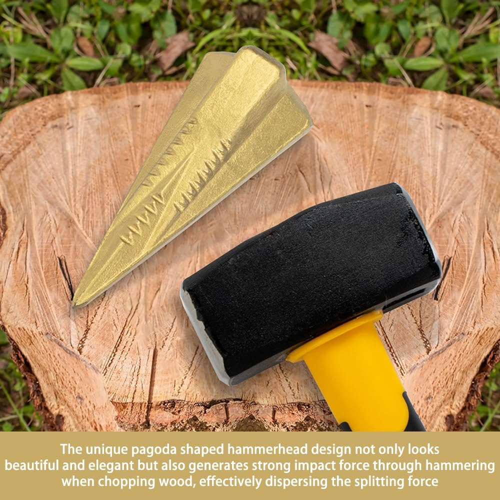 Manual Log Splitter Wedge - 5Lb Heat-Treated Wood Grenade Drop-Forged and Heavy Duty image number 6