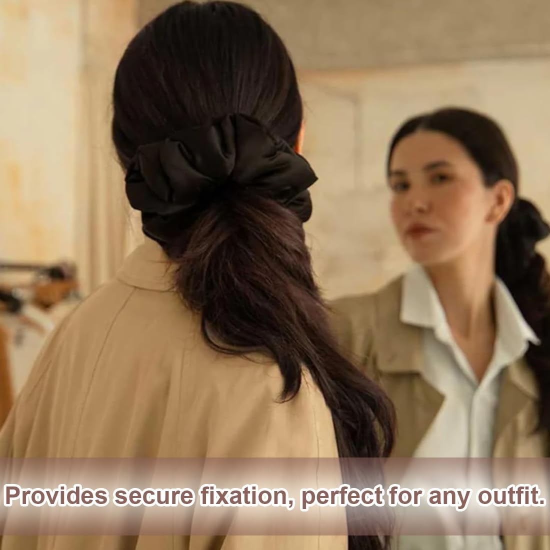 JRYXDS Set of 5 Mulberry Silk Scrunchies for Women, Luxurious Elastic Striped for Less Frizz and Hair Breakage (Grey, White, Black, Yellow, Pink) image number 2