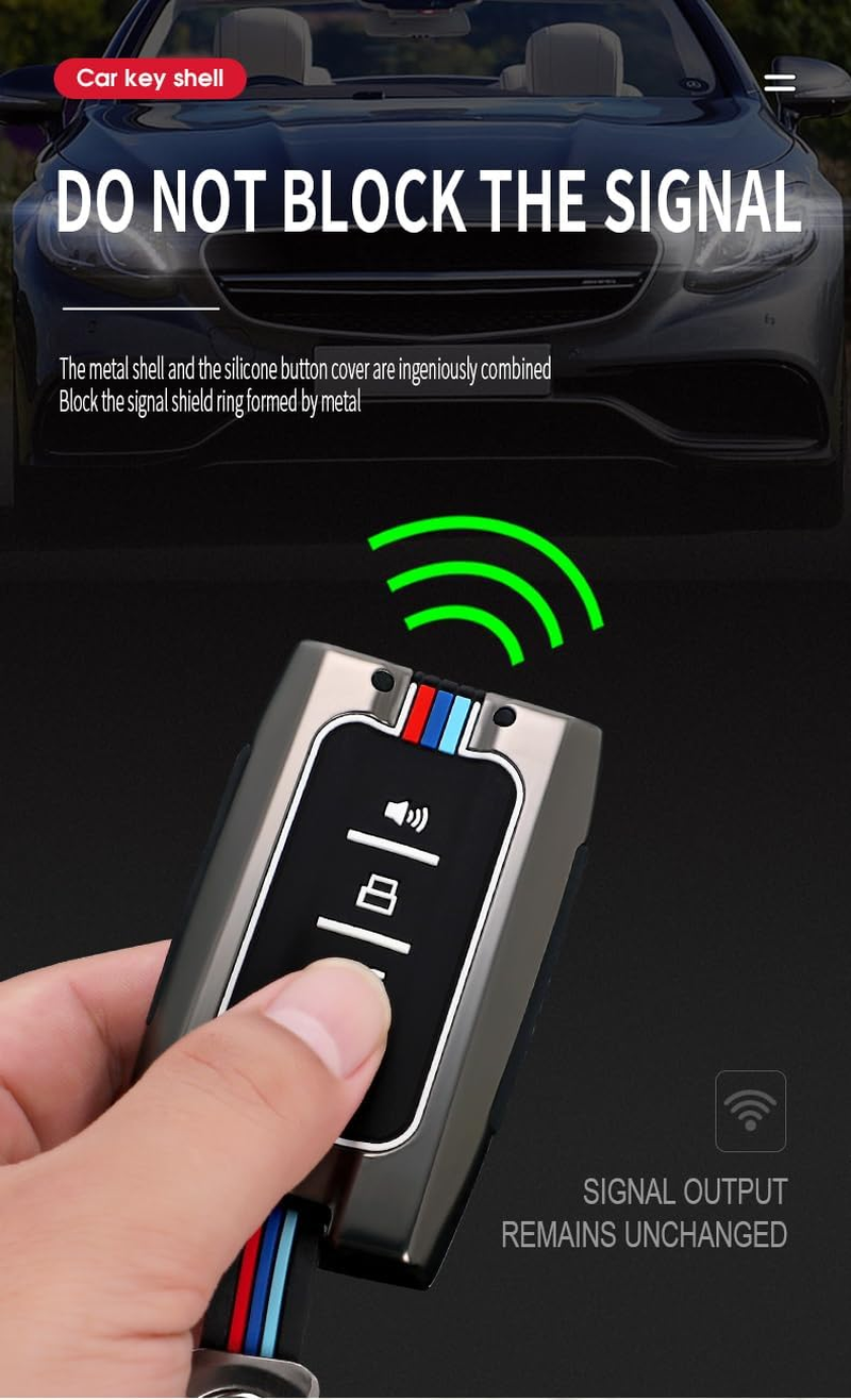 Zinc Alloy Key Fob Cover with Keychain Fit for Tank 300 500 Tank300 Tank500 4 Button Car Key Case Key Cover Silver image number 3