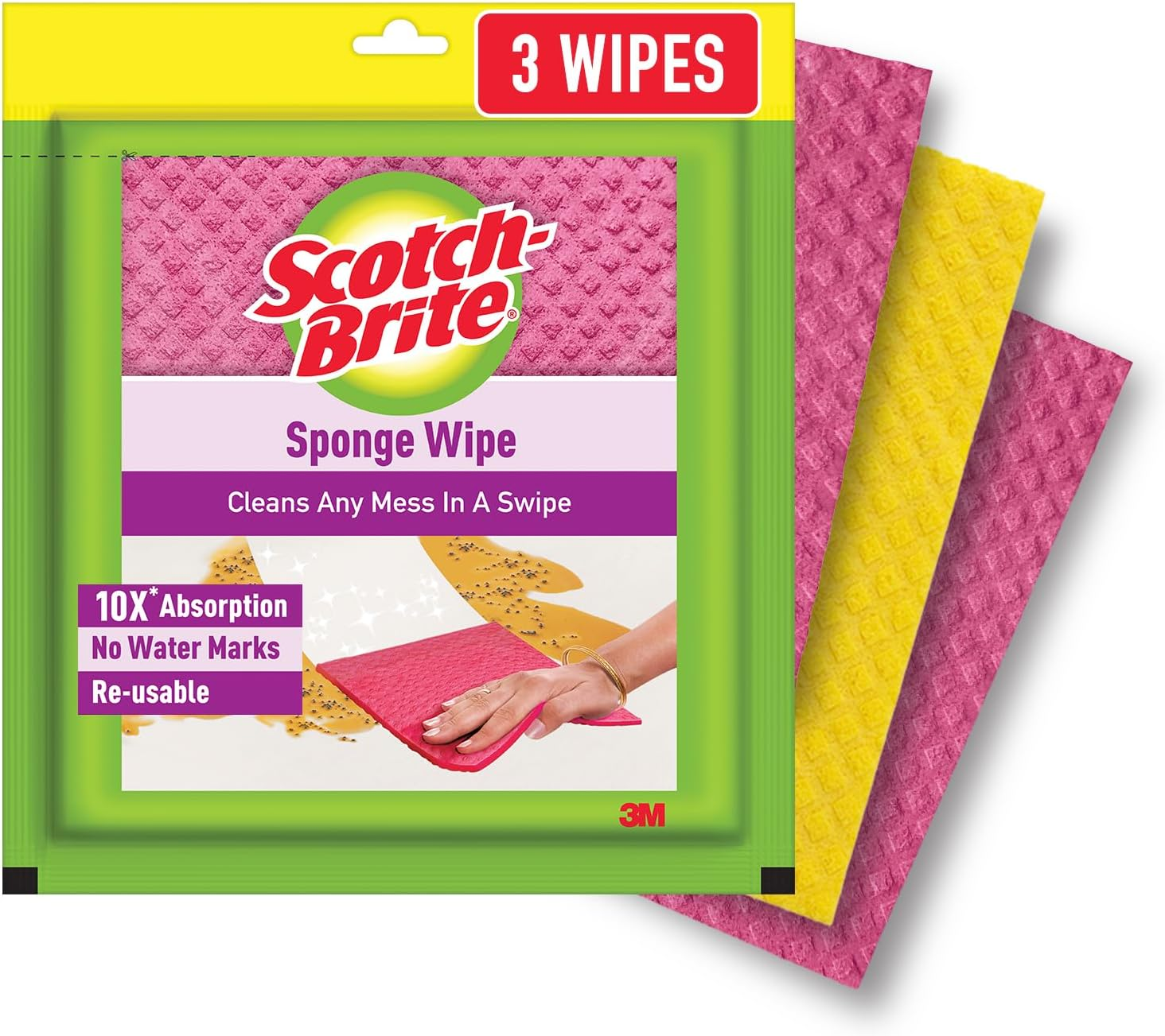 Scotch-Brite Multi-Purpose , Easy to Use Kitchen Cleaning Sponge Wipe (3 -Pieces) image number 4