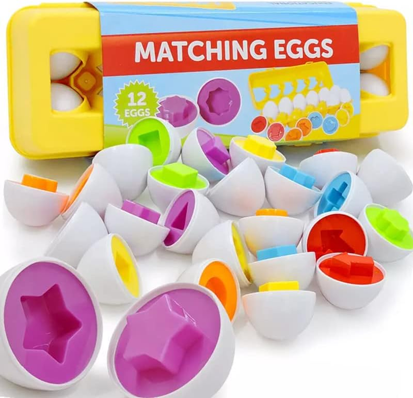 Matching Eggs Color Shape Fruit Number Recognition Sorting Counting Montessori Toys Fine Motor Skill Early Learning Child-Safe Educational Toys for Babies Kids and Toddlers (12 Eggs) (Numbers) image number 4