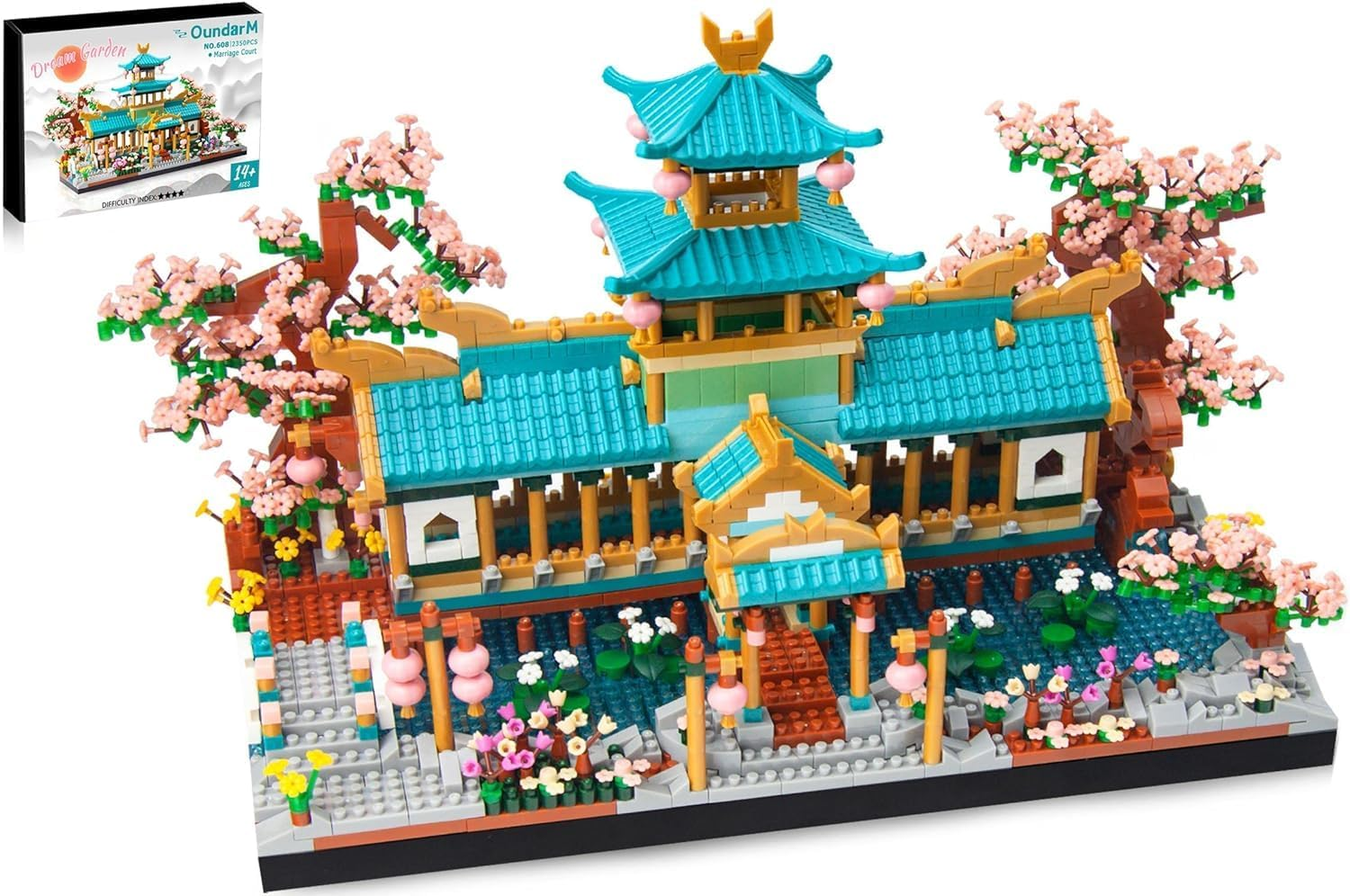 Oundarm Mini Chinese Classical Garden Building Blocks Set, Cherry Blossom Botanical Collection Building Set for Adults, 14+ Teens, Home Decor Accessories (2350 Pcs) image number 5