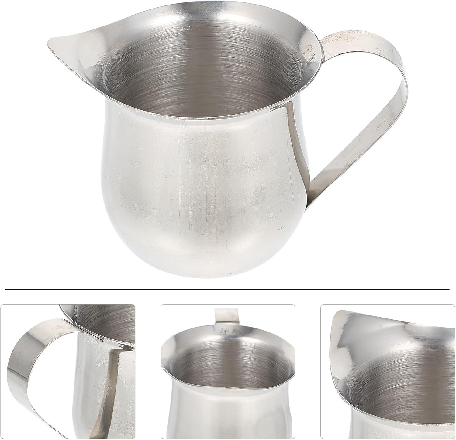 ROMISBABA Stainless Steel Milk Jug 60Ml Sauce Cup Small Milk Frothing Pitcher for Coffee Espresso Syrup Serving in Home Kitchen image number 5