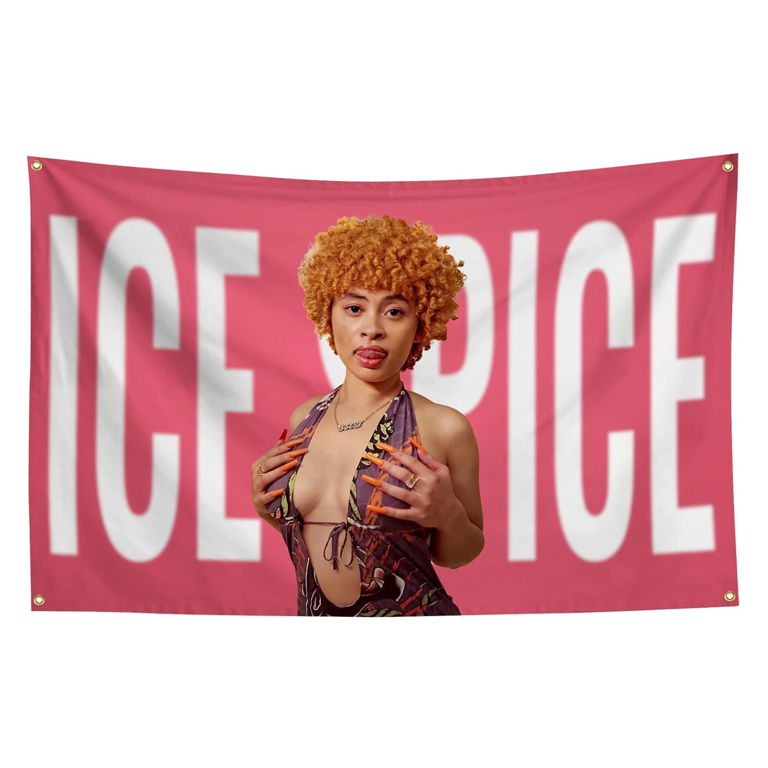 Ice Spice Flag Tapestry Funny Tapestries for College Dorm Decor Bedroom Livingroom Dormitory Wall Hanging with 4 Bass Gromments 3X5 Feet (Colour2)