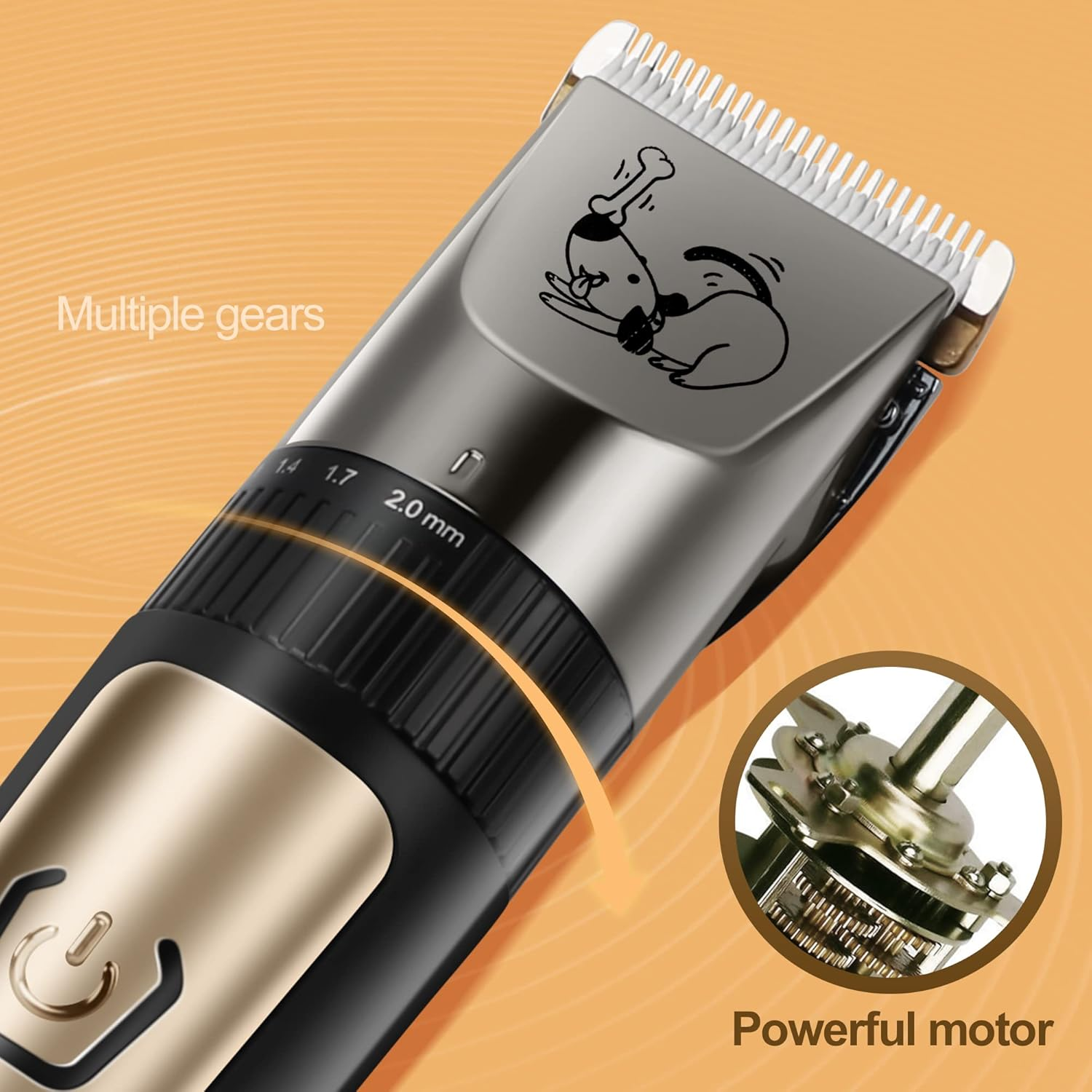 Dog Scissors, Wireless Low Noise Rechargeable Electric Dog Grooming Trimmer Kit, Adjustable Comb & Removable Blades, Suitable for Dogs & Cats image number 6