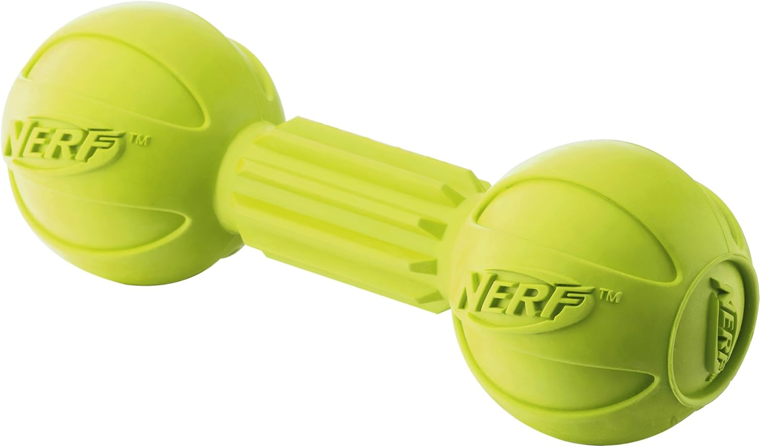 Nerf Dog Rubber Chew Barbell Dog Toy, Lightweight, Durable and Water Resistant, 7.5 Inches, for Medium/Large Breeds, Single Unit, Green (6994) image number 1
