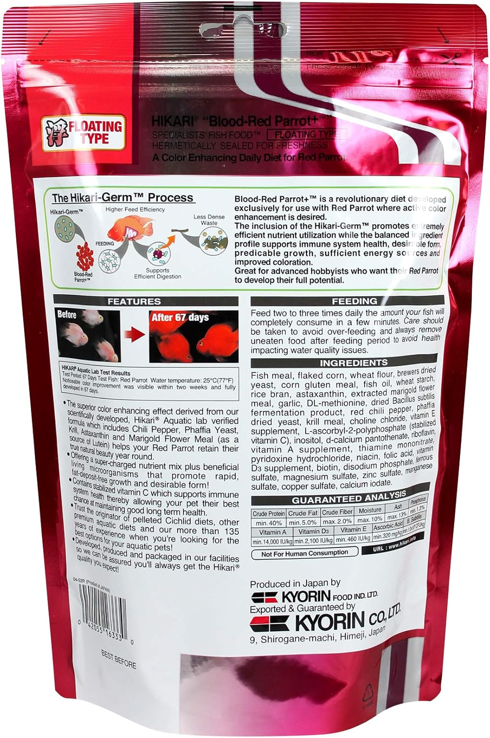 Hikari Blood Red Parrot+ Fish Food, Medium Pellet, 11.7 Oz. (333G) image number 3