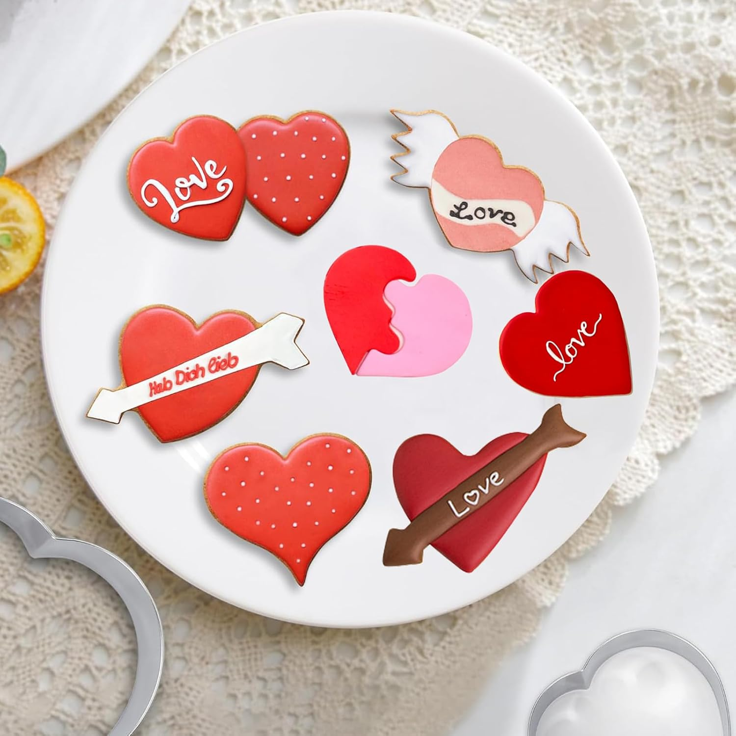YQQZQ 7Pcs Stainless Steel Cookie Biscuit DIY Mold,Different Heart Cutter Baking Mould,Idea Snacks Mold for Valentine'S Day,Wedding and Anniversary Day Party image number 1