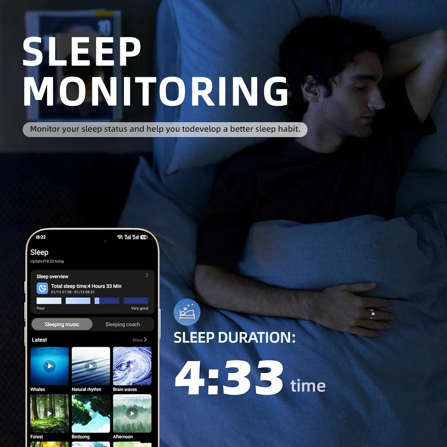 Smart Ring Health Management, Magnetic Charging Case, Compatible with Android/Iphone, 3 Sports Modes, 7 Data Measurement Functions, ATM10 Waterproof 2.0 (Gold 2.0, 9) image number 6