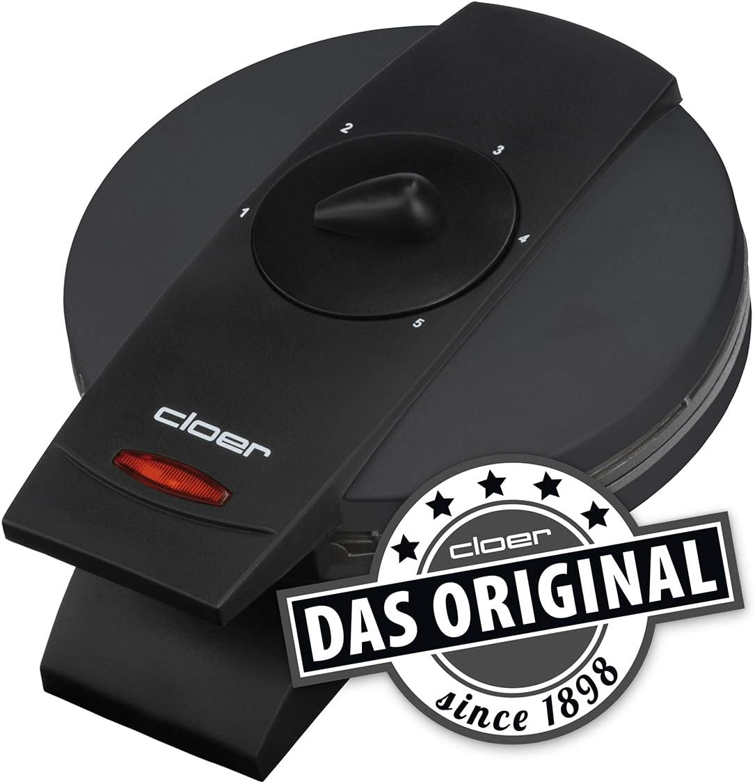 Cloer 1620 Waffle Iron for Classic Heart Wafers, 930 W, Waffle Size 15.5 Cm, Continuously Selectable Browning Degree, Black image number 2