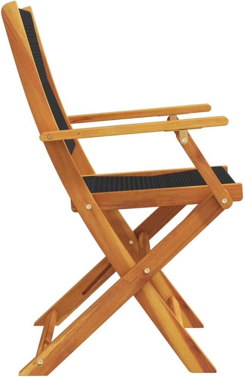 Vidaxl Folding Garden Chairs &ndash; Solid Acacia Wood, Black, 54X57X91 Cm &ndash; Set of 4 Outdoor Dining Loungers for Gardens, Patios, Balconies - Black image number 3