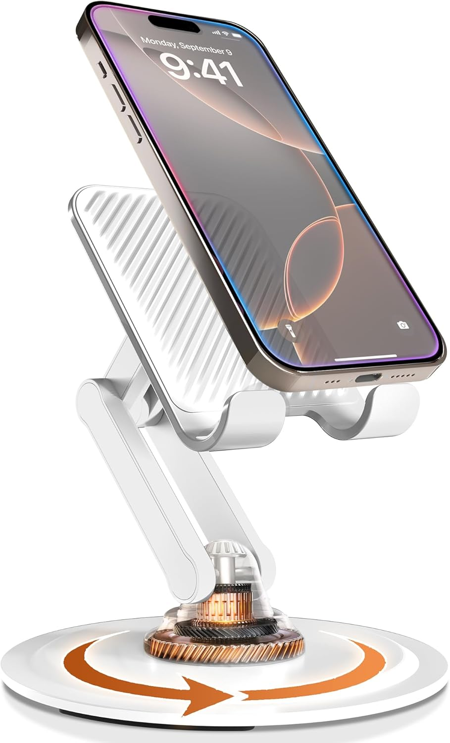 Cooper 360&deg; Stand, [Gift Family Pack], Rotating Cell Phone Stand for Desk, Cell Phone Holder for Desk, Iphone Stand Holder, Sturdy Metal Base, Fits Samsung, Android Smartphones, (Cream White, 2-Pack)