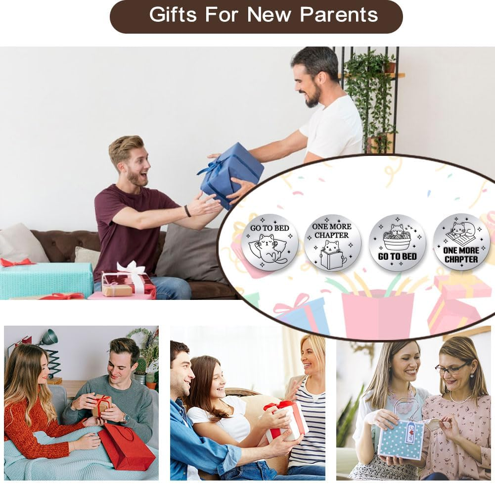 PH Pandahall 2Pcs Funny Destiny Flip Coins GO to Bed Decision Coin One More Chapter Challenge Coin Double-Sided Decision Coin Flip Coin for Game Book Lover Reader Teenager Men Women Birthday image number 2