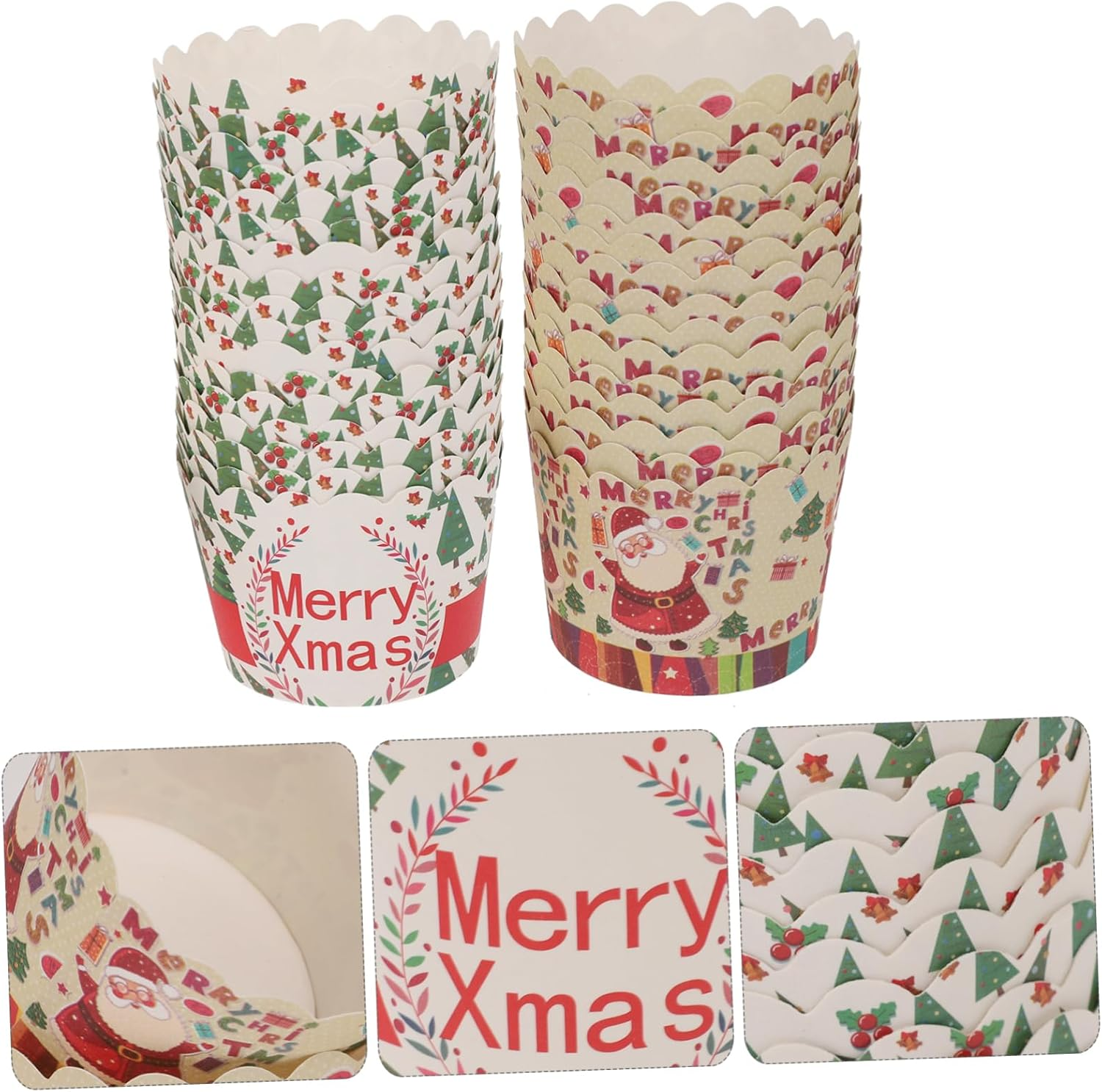 STOBAZA 150Pcs Baking Cup Cake Cup Muffin Non-Stick Assorted for Baking Supply Cake Liners for Christmas Party Random Color