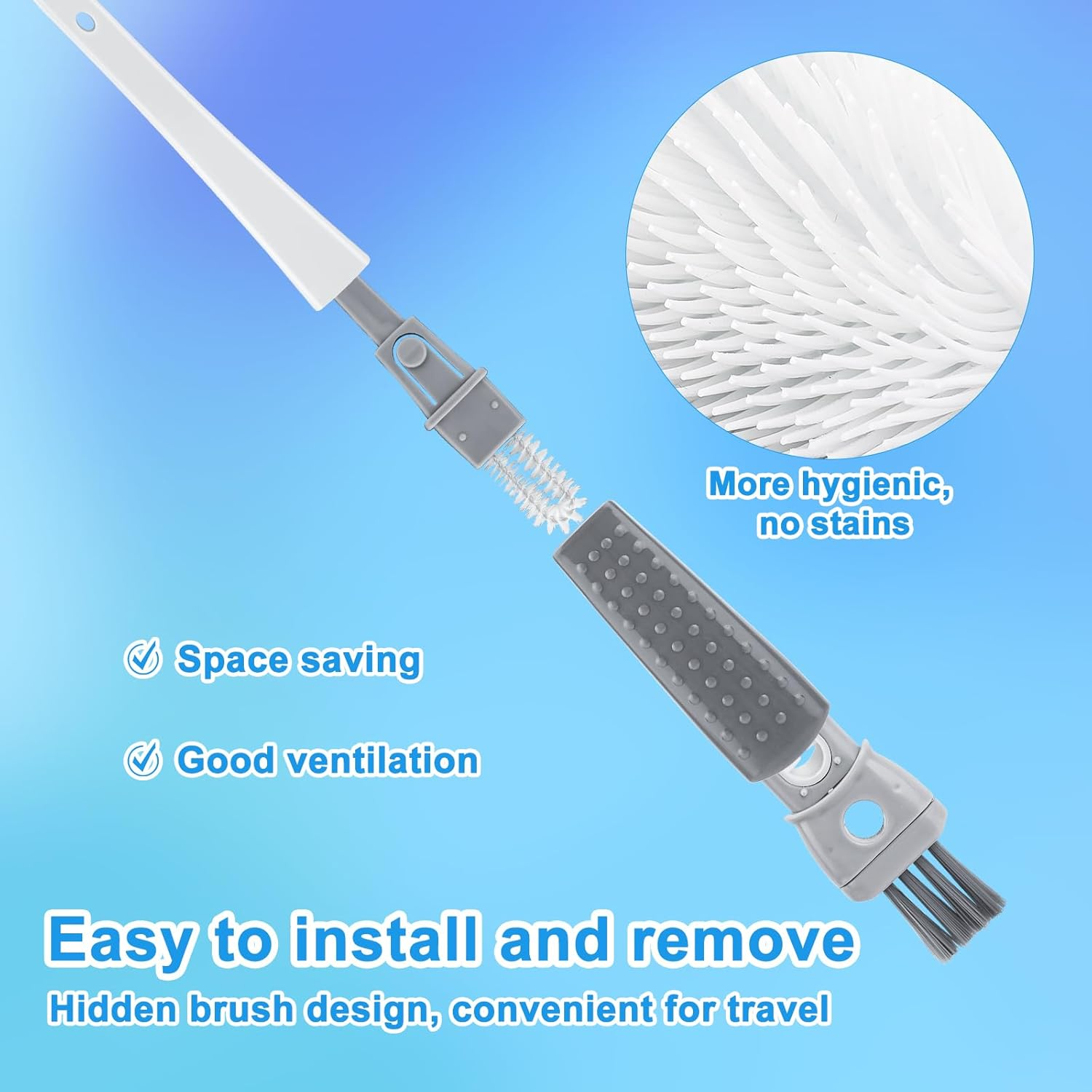 4-Pack Bottle Brush Set, Multifunctional 5-In-1 Bottle Cleaning Brush Water Bottle Cleaning Brush Baby Bottle Brush Nipple Brush Crevice Brush for Baby Bottles Cups Lid Opening image number 1