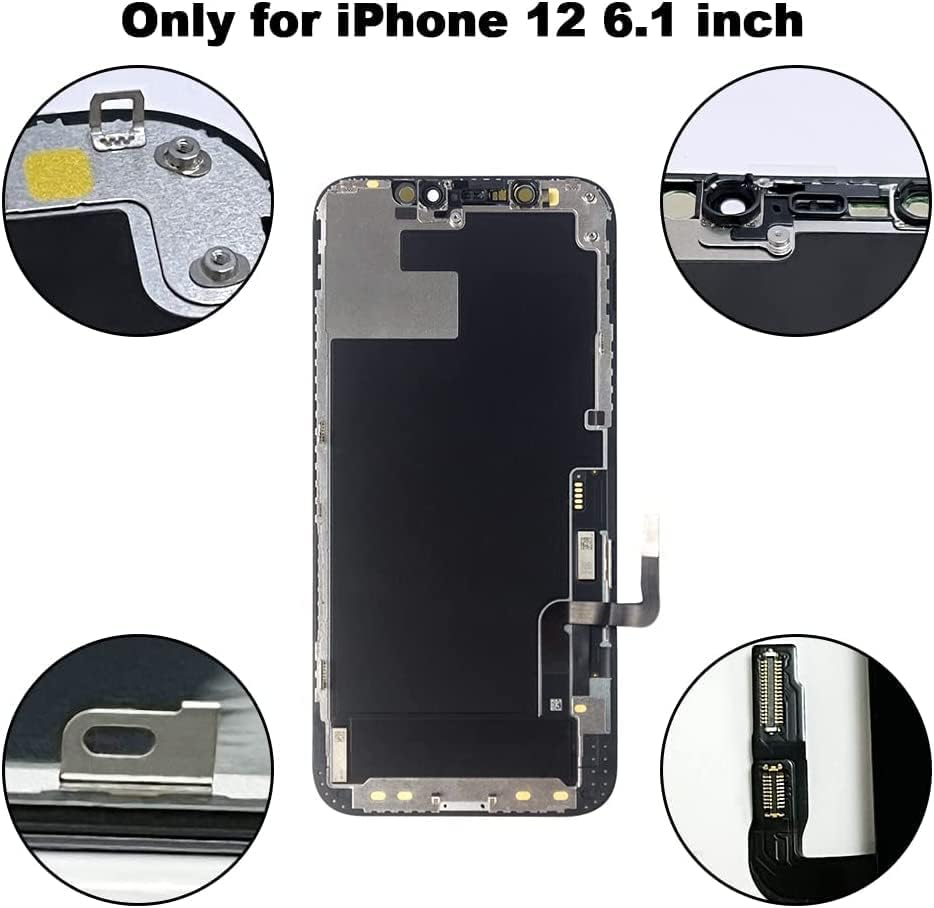 Efaith for Iphone 12/12 Pro Screen Replacement LCD Full HD Touch Display Digitizer Frame Assembly with Repair Tool,Adhesive Tempered Glass for Model A2403,A2172,A2402,A2404 (For Iphone 12/12 Pro) - For Iphone X-Lcd image number 5
