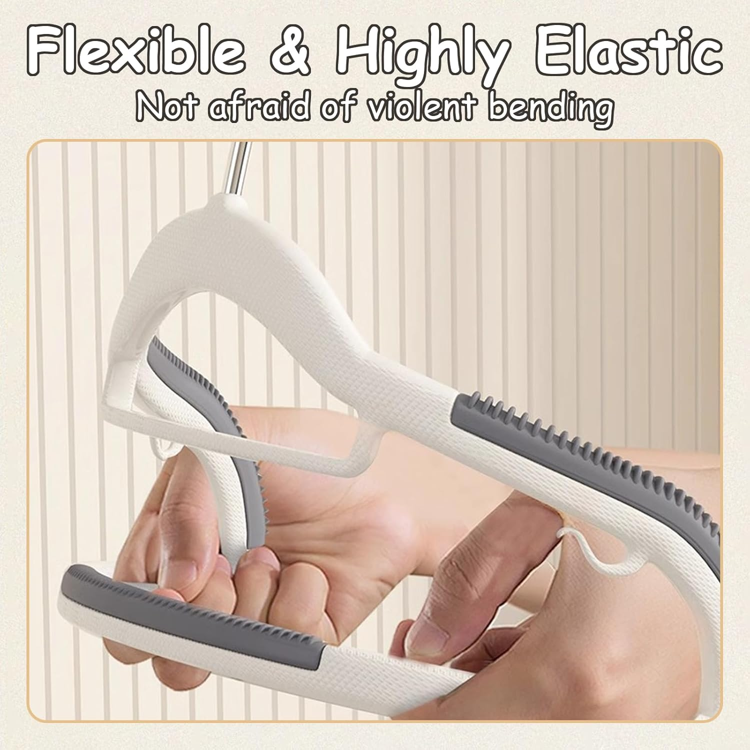 Taoluwin 10Pcs Clothes Hangers, Non-Slip Suit Hanger & Coat Hangers for Adults, 360&deg; Swivel Hooks, Space-Saving Ultra-Thin Design, Durable TPE Rubber (Grey) image number 4