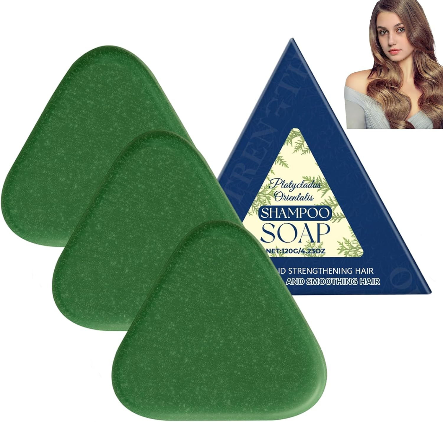 Platycladus Orientalis Shampoo Soap, Natural Oil-Controlling Shampoo Soap, Nourishing & Soothing, Gentle Hair Cleansing & Strengthening for Women and Men, Suitable for All Hair Types (1Pcs)