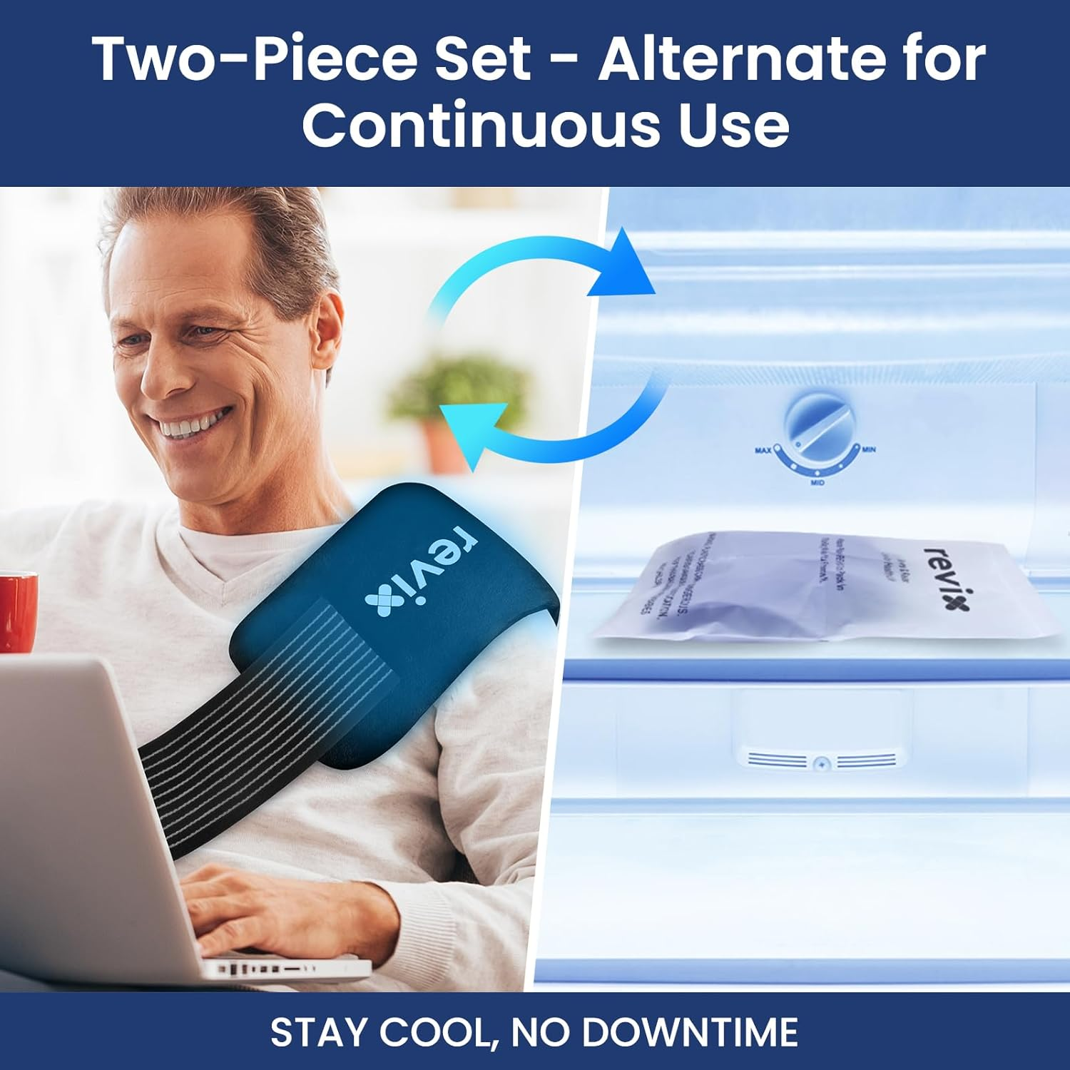 REVIX Ice Packs for Injuries Reusable (3-Piece Set) &ndash; Gel Cold Packs 14"X7" Large Ice Pack for Back, Shoulder, Hip and Knee, Long-Lasting Cold Compress for Enhancing Comfort and Soothing Fatigue image number 4