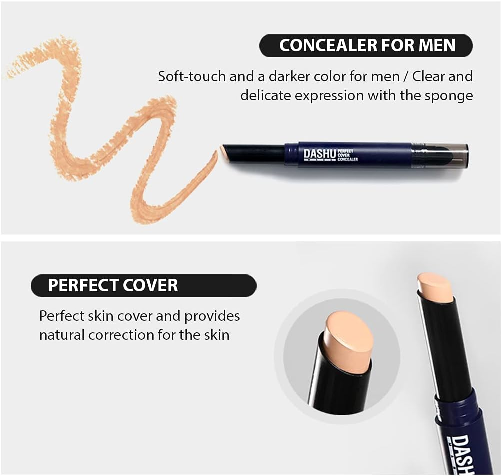 DASHU Perfect Cover Concealer Full Coverage Contour Stick Makeup W/All Day Hydration | 2-In-1 Easy Precision Eye Concealer Stick & Cushion Blender | Eye Shadow Primer Foundation Stick Cover up Makeup image number 2