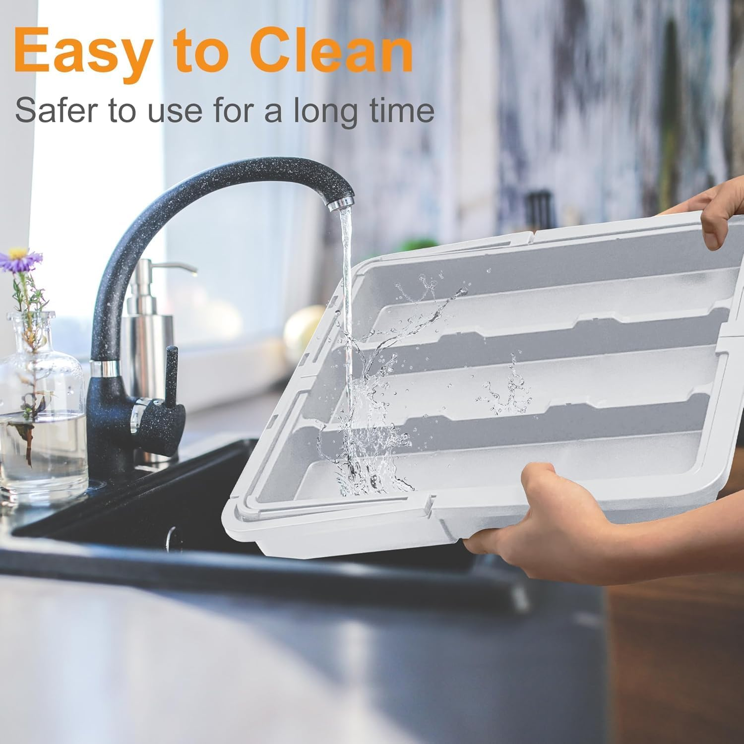 Expandable Cutlery Drawer Organiser, Adjustable Flatware and Utensil Tray for Kitchen，Kitchen Drawer Utensil Organizer, Expandable Cutlery Tray, 3 Dividers(White)