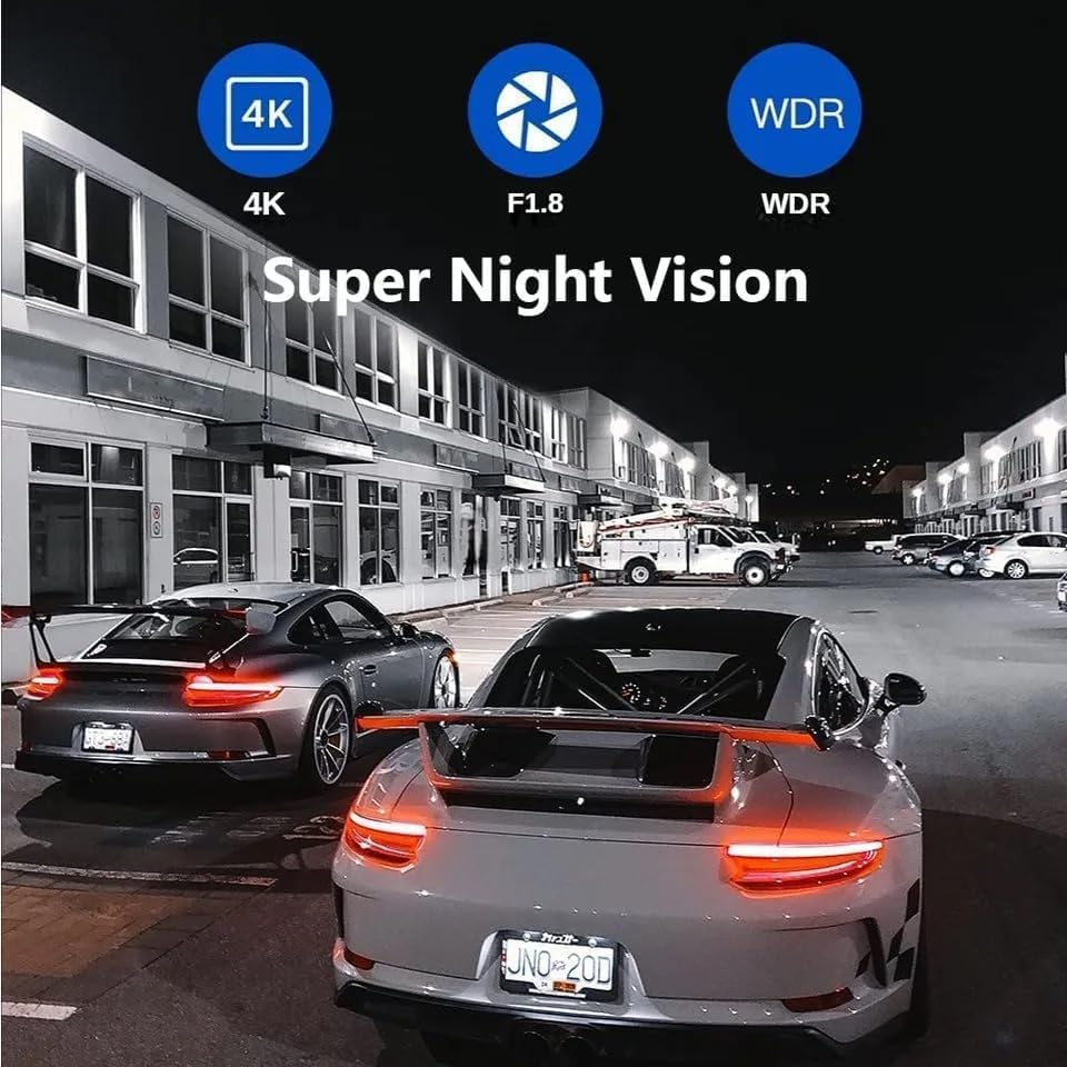 Dual Dash Cam 4K 2160 P Ultra HD Car DVR Front and Rear Camera with Built-In Wifi & GPS (170 Degree Wide) with 64 GB High Speed SD Card Free (Maximum Support 256 GB) 24 Hour Monitoring image number 1